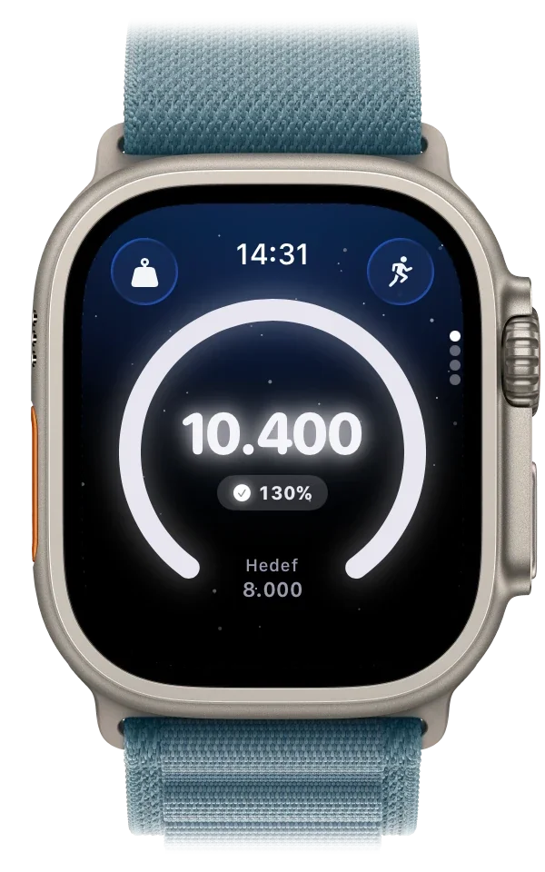 Aynı 10.400 adımı gösteren Step Step Apple Watch uygulaması