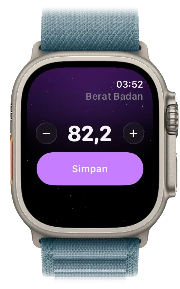 Apple Watch menampilkan timbangan seminggu yang turun ke 82,2 kg