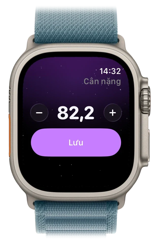 Apple Watch hiển thị một tuần cân giảm xuống 82,2 kg