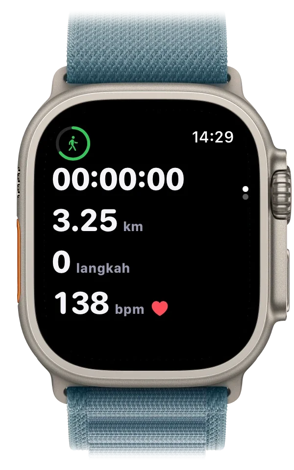 Apple Watch menunjukkan peta laluan secara langsung semasa berjalan