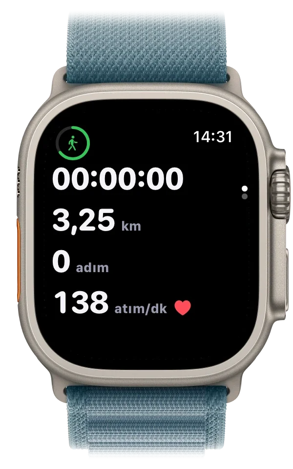 Yürüyüş sırasında canlı rota haritasını gösteren Apple Watch