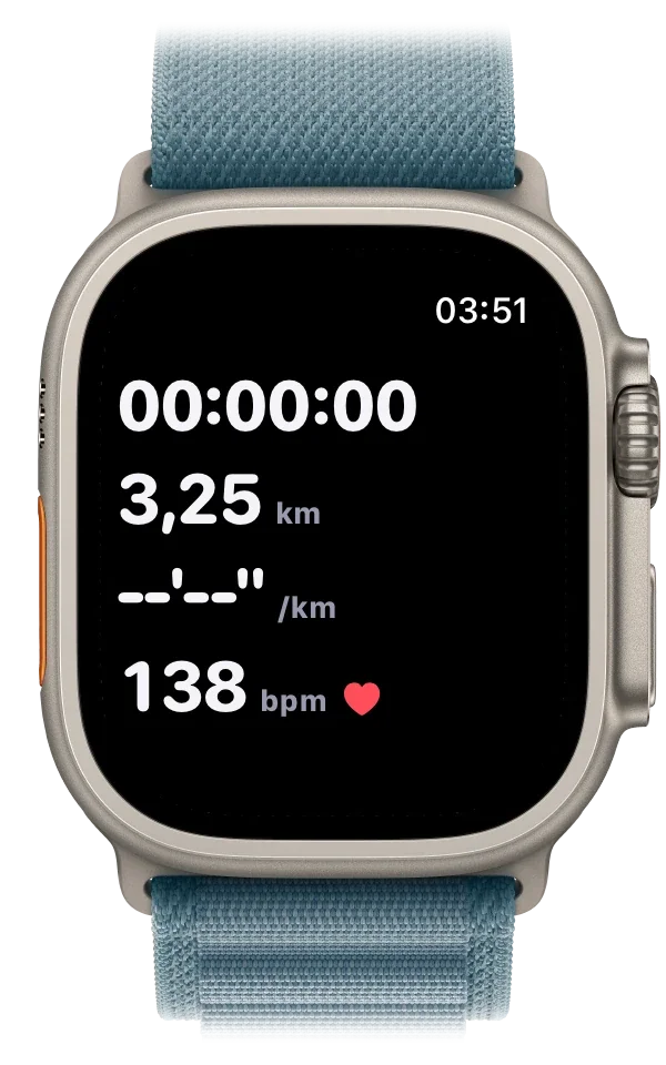 Apple Watch affichant la carte du parcours en direct pendant une marche